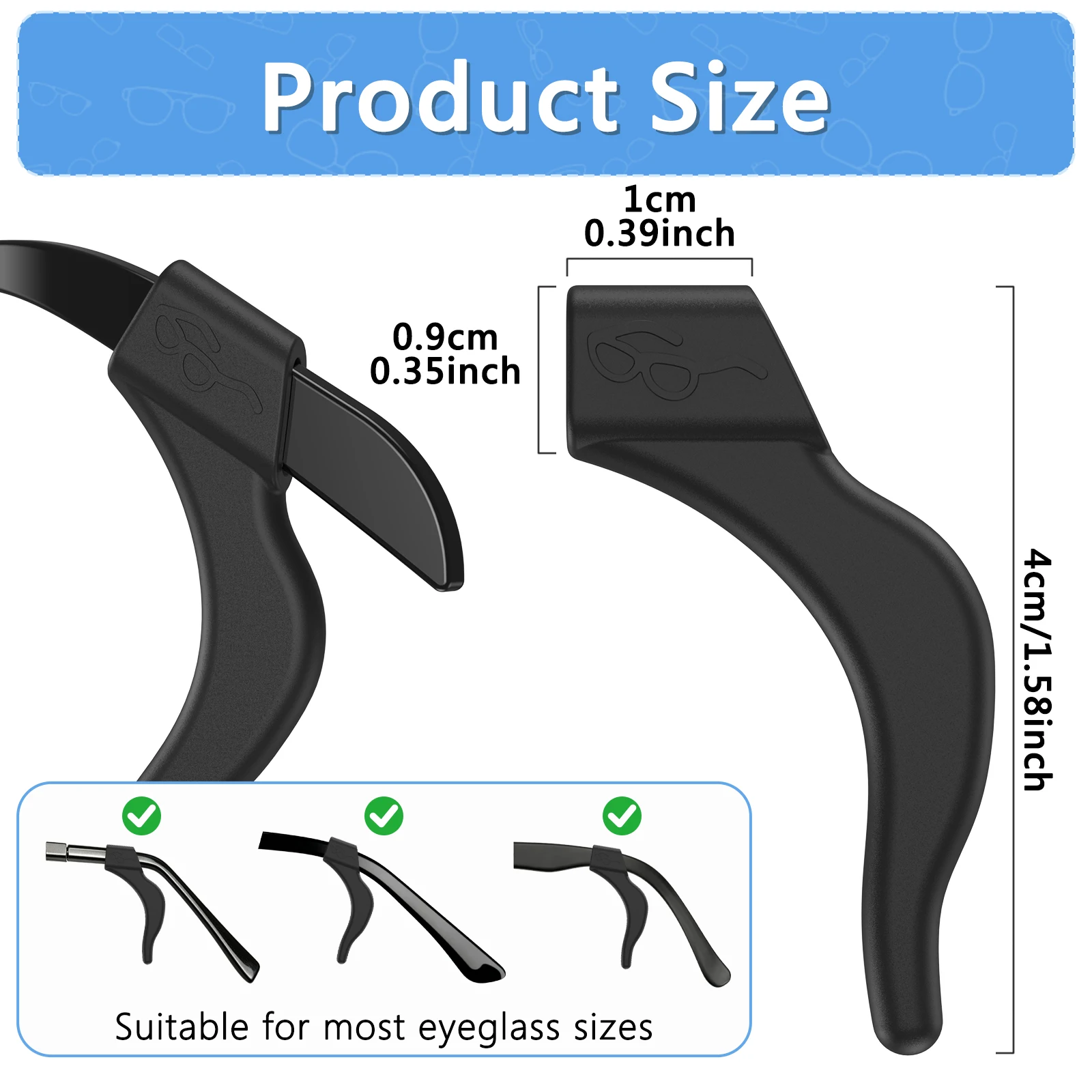 6 Pairs Eyeglasses Retainers Premium Silicone Anti-Slip Eyeglass Holder Comfort Ear Grip Hooks Protectors For Spectacle Eyewear