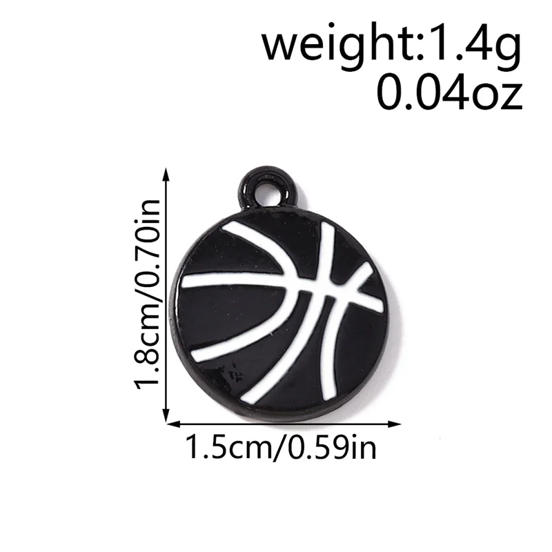 Tusember 20 Stück 15*18mm Niedliche Emaille-Sport-Basketball-Anhänger für die Herstellung von Halsketten, Ohrringen, Armbändern, DIY-Bastelarbeiten und Schmuck – Detail 1