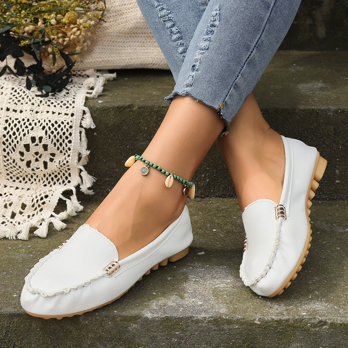 New Women\'s Casual Shoes Spring Autumn Flat Loafers Shoes Fashion Non-slip Soft Denim Flat Shoes Zapatos De Mujer Plus Size 43