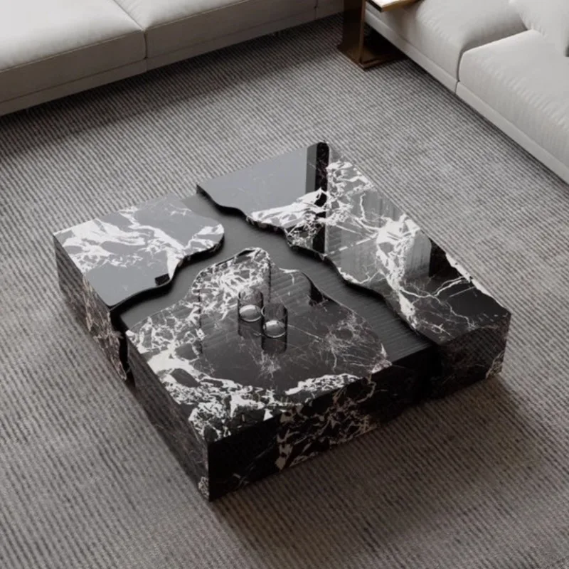 Marble solid wood coffee table living room home Italian villa personality creative fashion 2024 new model