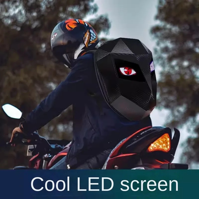 LED motocyklista plecak oczy świecący wzór tekstura włókna węglowego kask lokomotywa plecak tornister Moto plecak na laptopa