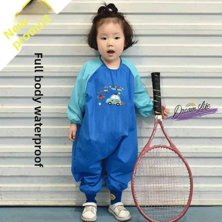 

Водонепроницаемый, грязеотталкивающий, двусторонний комбинезон-накидка для малышей и детей для рисования и еды в детском саду