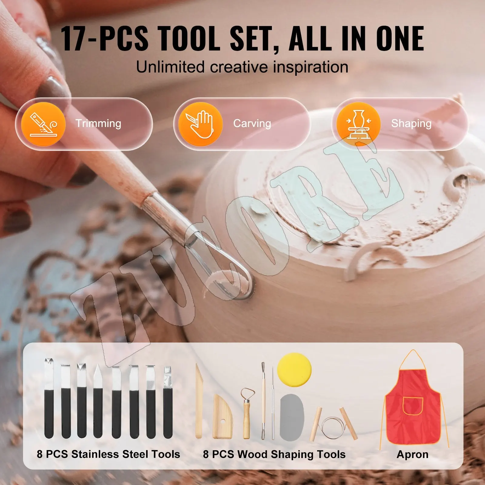 Macchina per la formatura di ceramica da 450 W Ruota per ceramica Ruota in ceramica a trasmissione diretta da 28 cm con 3 gambe di supporto per schermo LCD artigianale fai-da-te