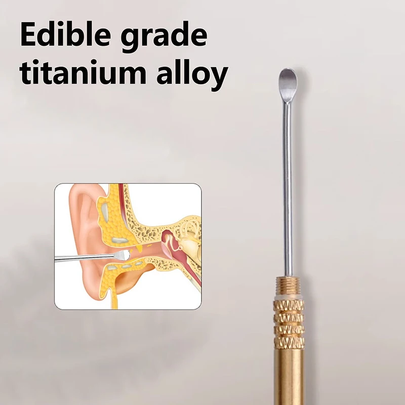 

Латунная ложка для ушей из нержавеющей стали, заглушки, латунный очиститель, инструменты для копания, ложка для ухода за ушами, инструмент для чистки ушей, портативный очиститель для ушей