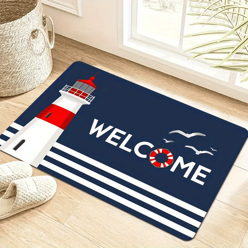 An Ocean-themed Outdoor Mat, Made of Flannel with a Thick Pile and a 0.4-inch Sponge Layer, Weighing 1.28 LB Per Square Meter. Suitable for Patios, RVs