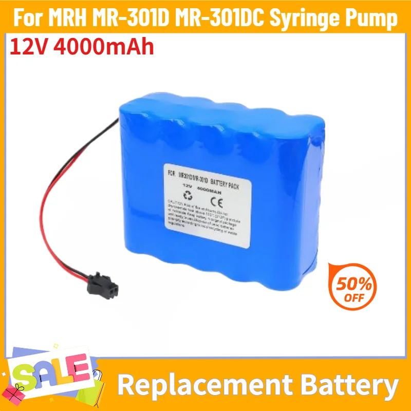 12V 4000mAh Battery for MRH MR-301D MR-301DC Syringe Pump High Quality Replacement Battery