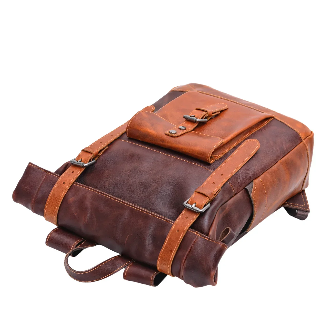 Винтажный цветной рюкзак из кожи растительного дубления, мужская сумка для компьютера, большая вместительная уличная женская дорожная сумка