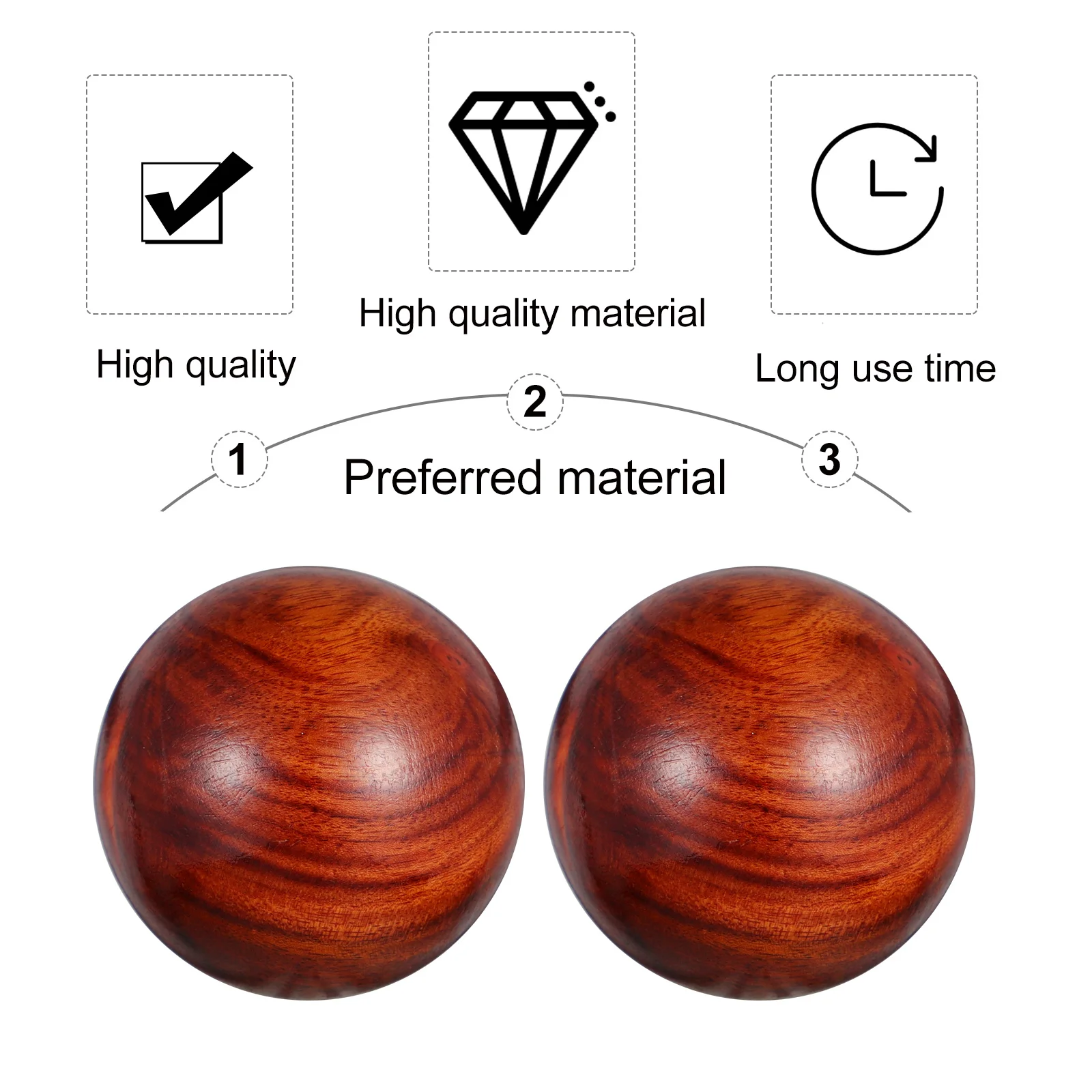 2 Pcs Huanghua Pear Carving Crafts Massage Ball Acupoint Rosewood Hand Exercise