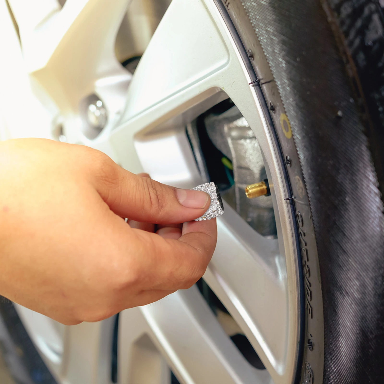 

Колпачки штока клапана для шин со стразами, автомобильные колесные клапаны с глиняным покрытием, воздушные черные стразы, декор, защитный автомобиль