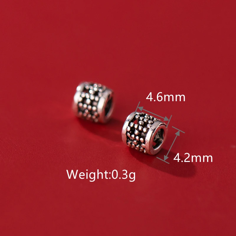 100% Real Sterling 925 Silver Through-hole Septal Beads Charm Dots Pattern Diy Material Accessory For Bracelet Necklace T0509