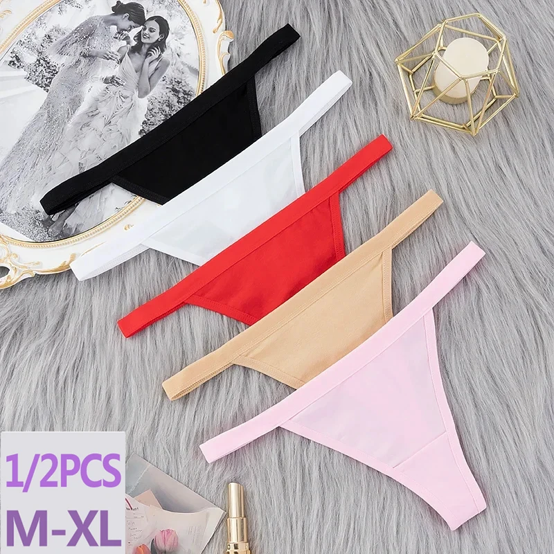 WSFSLJWDW Sexy Women Cotton G String Thongs Low Waist Seamless Panties Female Underpants Comfortable Ladies Underwear Lingerie