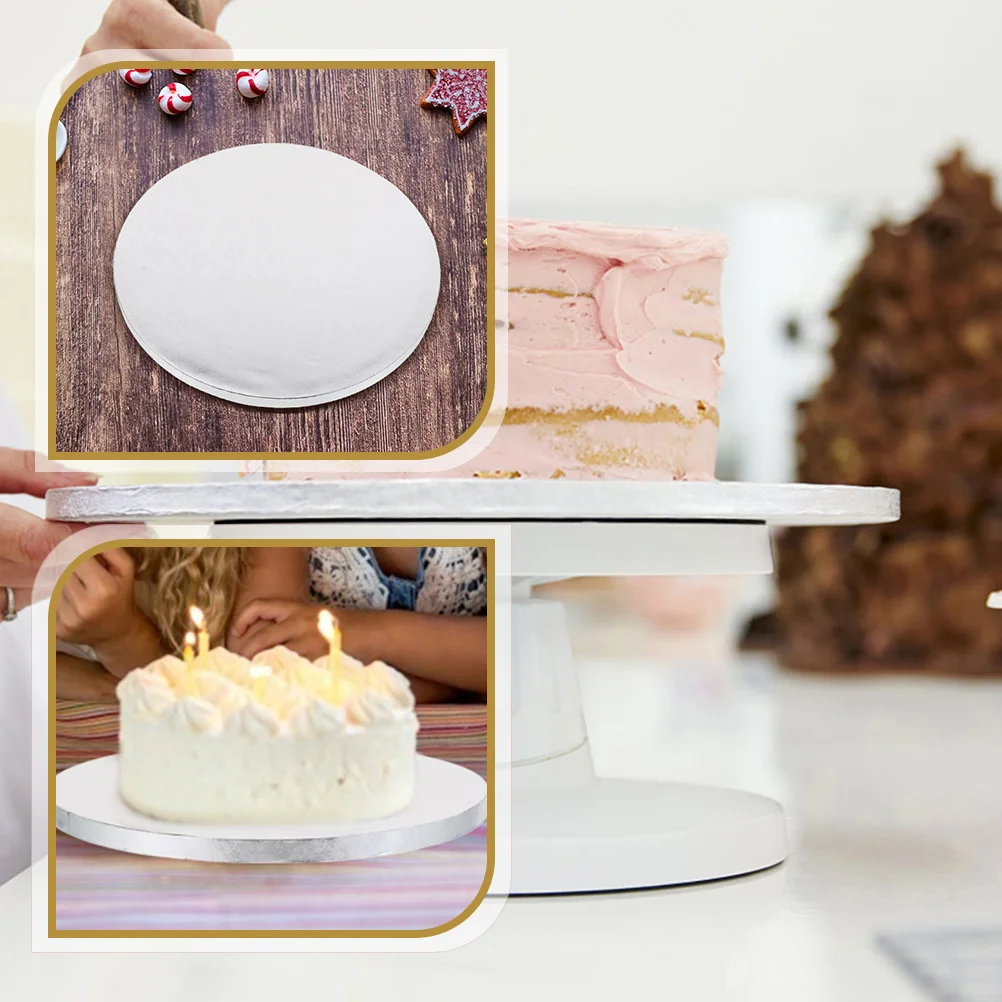 

4Pcs Silver Cake Moving Plate Made of High-Quality Aluminum Foil No Burrs Cake Display Base Baking Accessories Set