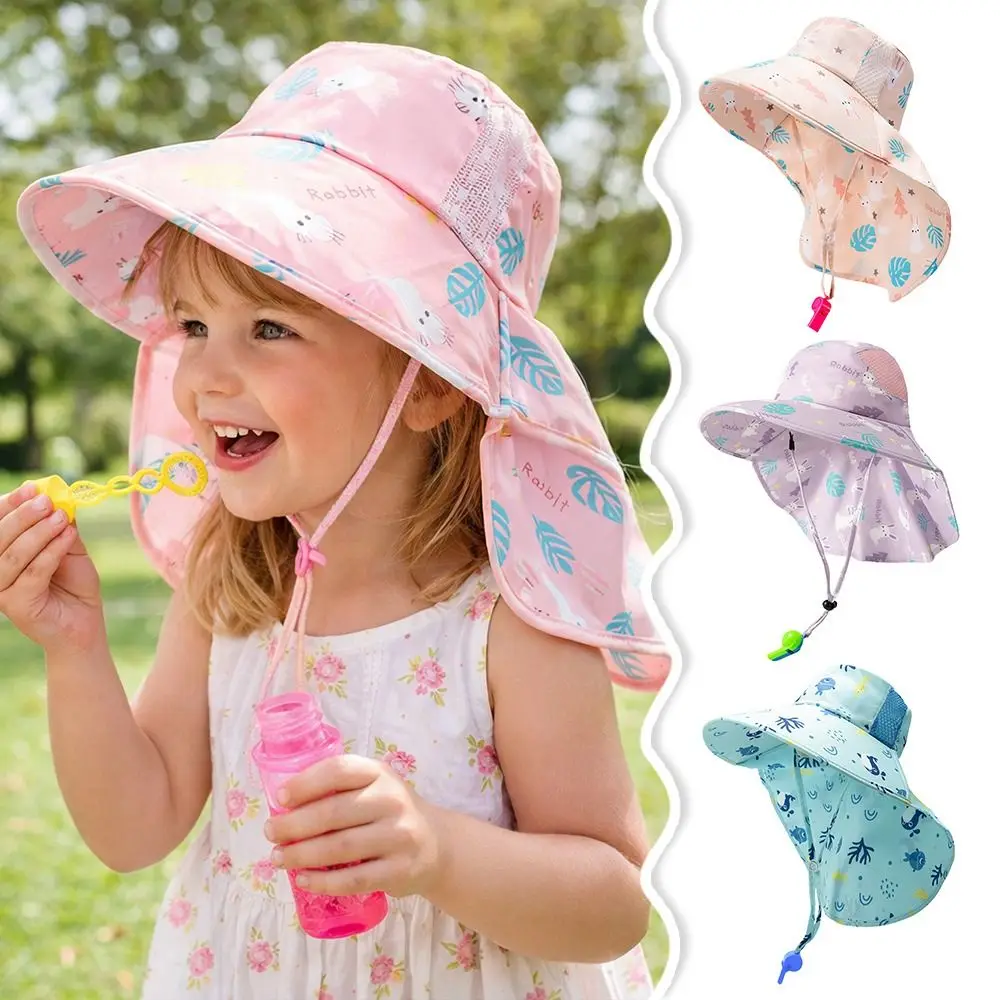 

Gifts Breathable Summer Children's Sun Hat Wide-brimmed Thin Cartoon Shawl Sun Cap UV Protection Girls' Fisherman's Hat