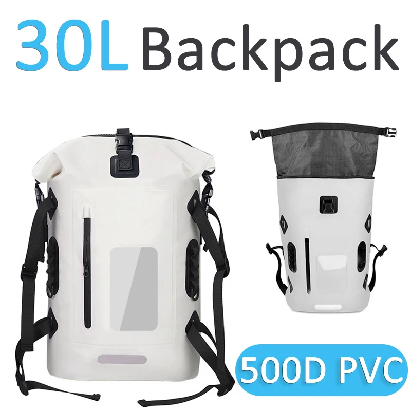 

30L Waterproof Drift Bag 500D PVC Swimming Backpack 30L Large River Trekking Shoulder Diving Wet Dry Rafting Canoeing Kayak Bag