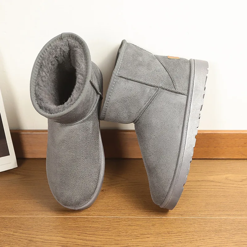 

Unisex Suede Winter Boots Men Slip On Plushed Warmed Boots For Men Comfy Anti-Slip Ankle Boots Man Big botas para hombre Size 49