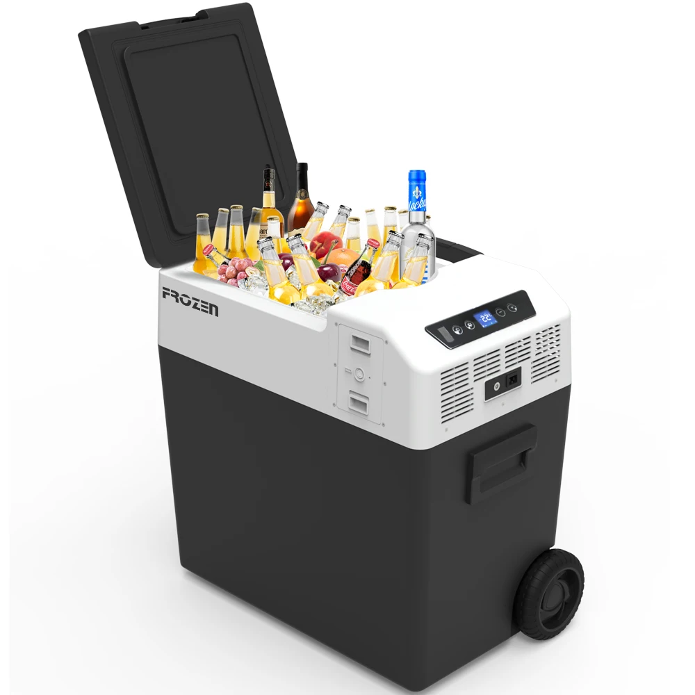 Battery powered 40L High Quality Car Refrigerator Fridge for Car/home Dual Use Car Cooler with APP Compressor PU Foam