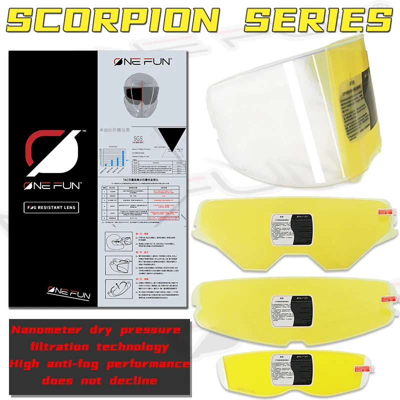 Pasador de película antiniebla para casco de motocicleta Scorpion EXO R1/1400/520 AIR Covert/Cover-X/Combat II/KS-8, accesorios antivaho
