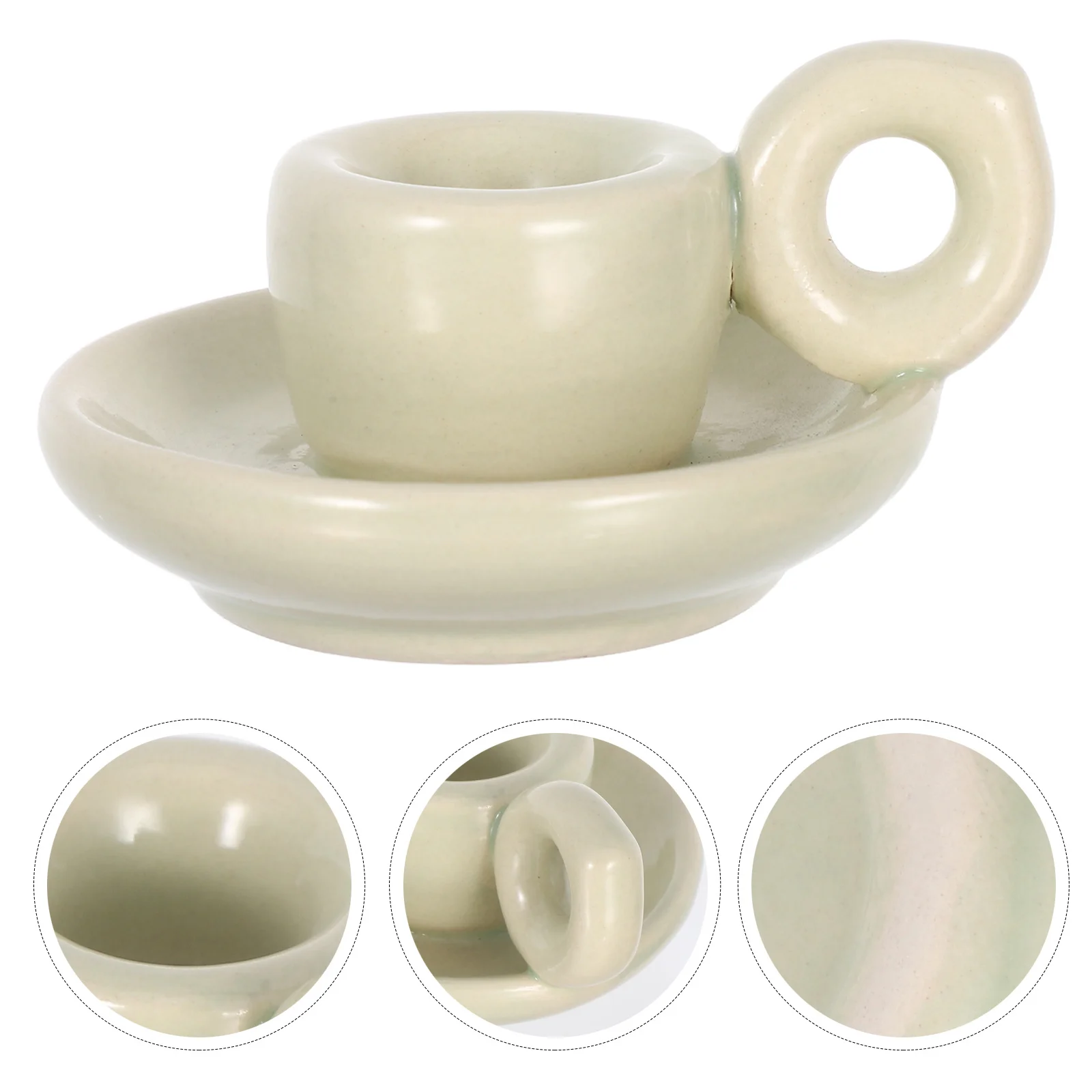 

2 PCS Ceramic Display Candlelight Holder Candlestick Ornament Chamberstick