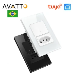 AVATTO Tuya WiFi Wall Light Switch Brazil Socket Smart Life APP Remote Control Works with Alexa Google Home