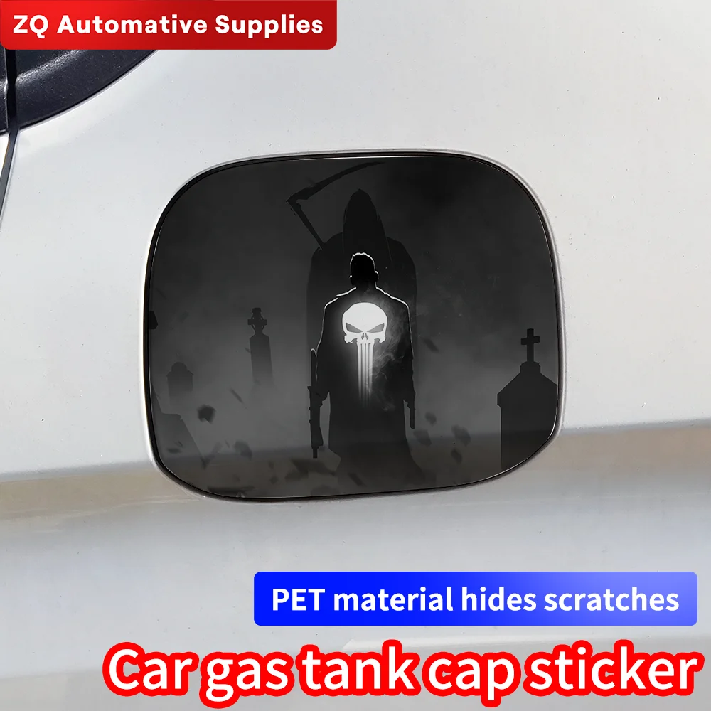 Punisher Skull Car Stickers Car Fuel Tank Cap Sticker Decoration Trim Cover Waterproof Sunscreen Vinyl Decal Accessories