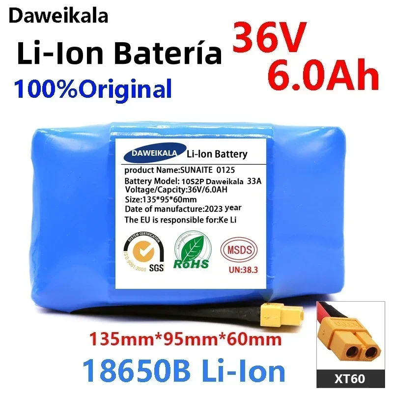 Scooter elettrico autobilanciato per auto a torsione 36V, batteria originale 36V batteria ricaricabile agli ioni di litio da 6000MaH + spedizione gratuita