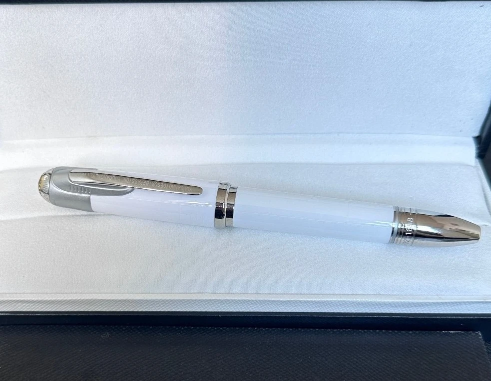 Limited Edition Collection MB Enz Feri Famous Red Fountain Pen Hollow-Carved Office Writing Rollerball Pen with Serial Number