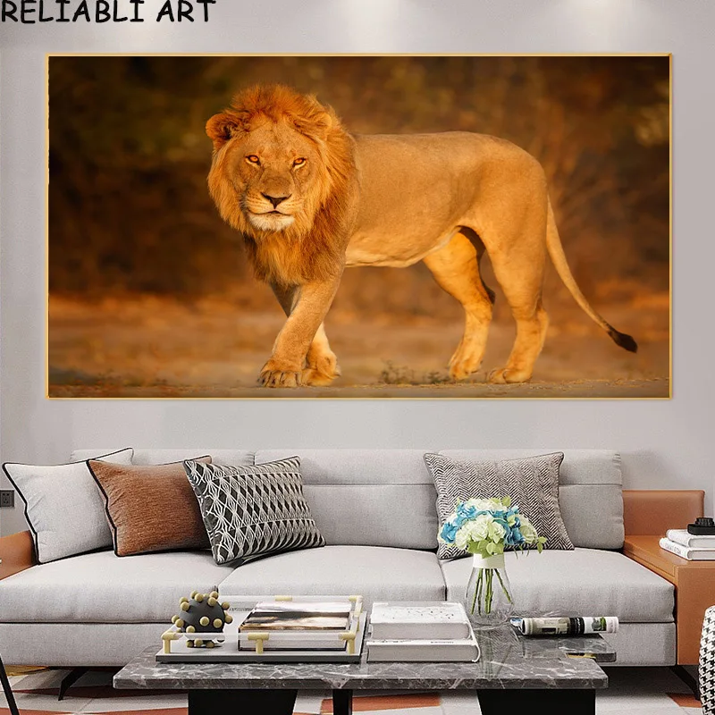 Modern Sunset Wild Lion Animal Canvas Painting Posters and Prints Picture Wall Art Pictures For Living Room Cuadros Home Decor