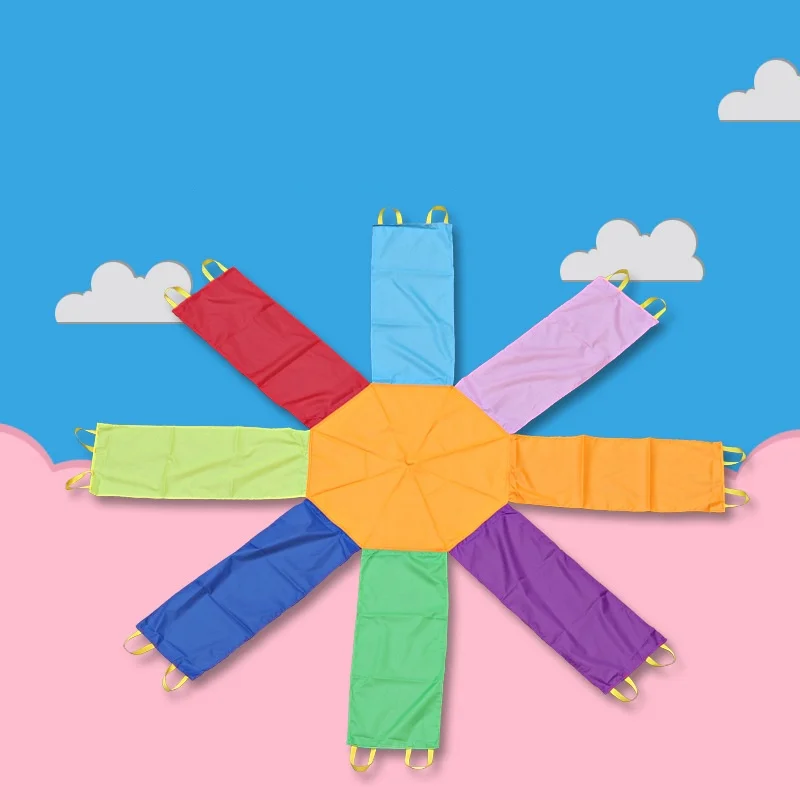 Juguetes para jugar al aire libre para niños, paracaídas grande de arcoíris, juguete de entrenamiento físico, juego deportivo, tiendas de campaña, paraguas octogonal