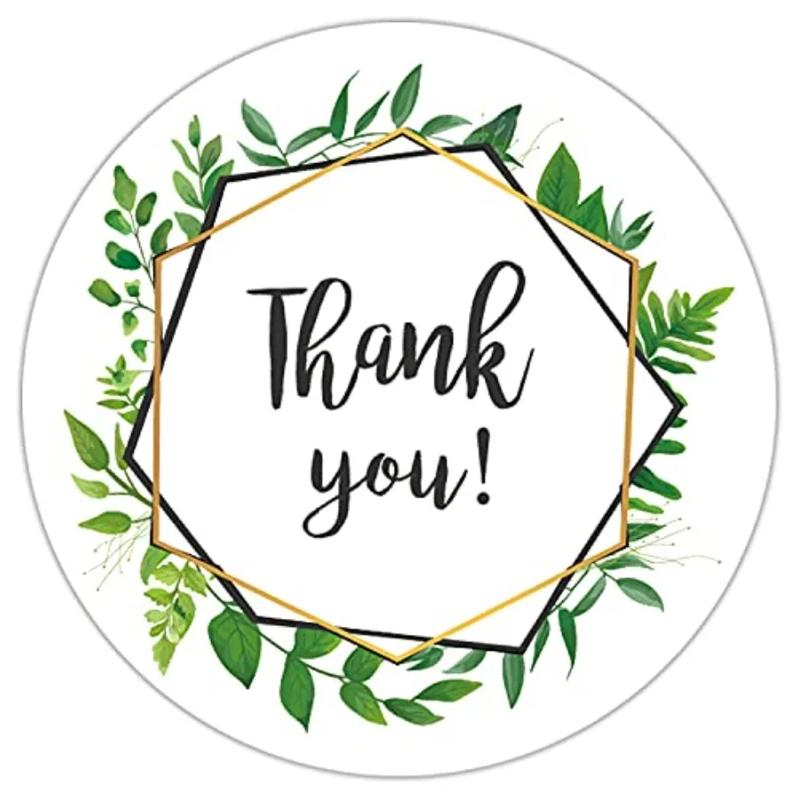 

Greenery Wreath Thank You Stickers 2 ih 50Pcs Self-Adhesive Thank You Labels Great for Wedding Small Business Bakeries Handmade
