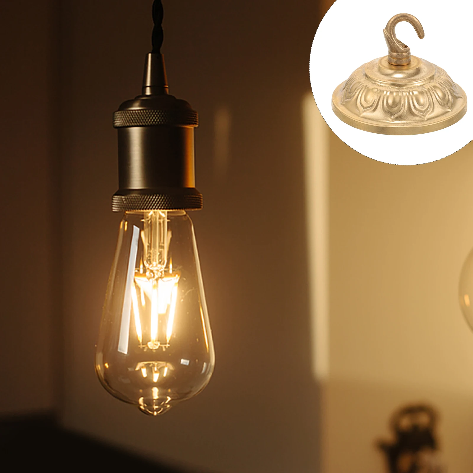 

Pure Copper Chandelier Hook Board Pendant Light Ceiling Canopy Cover Plate Lamp Base A3 Opening Hook Durable Easy Install Simple
