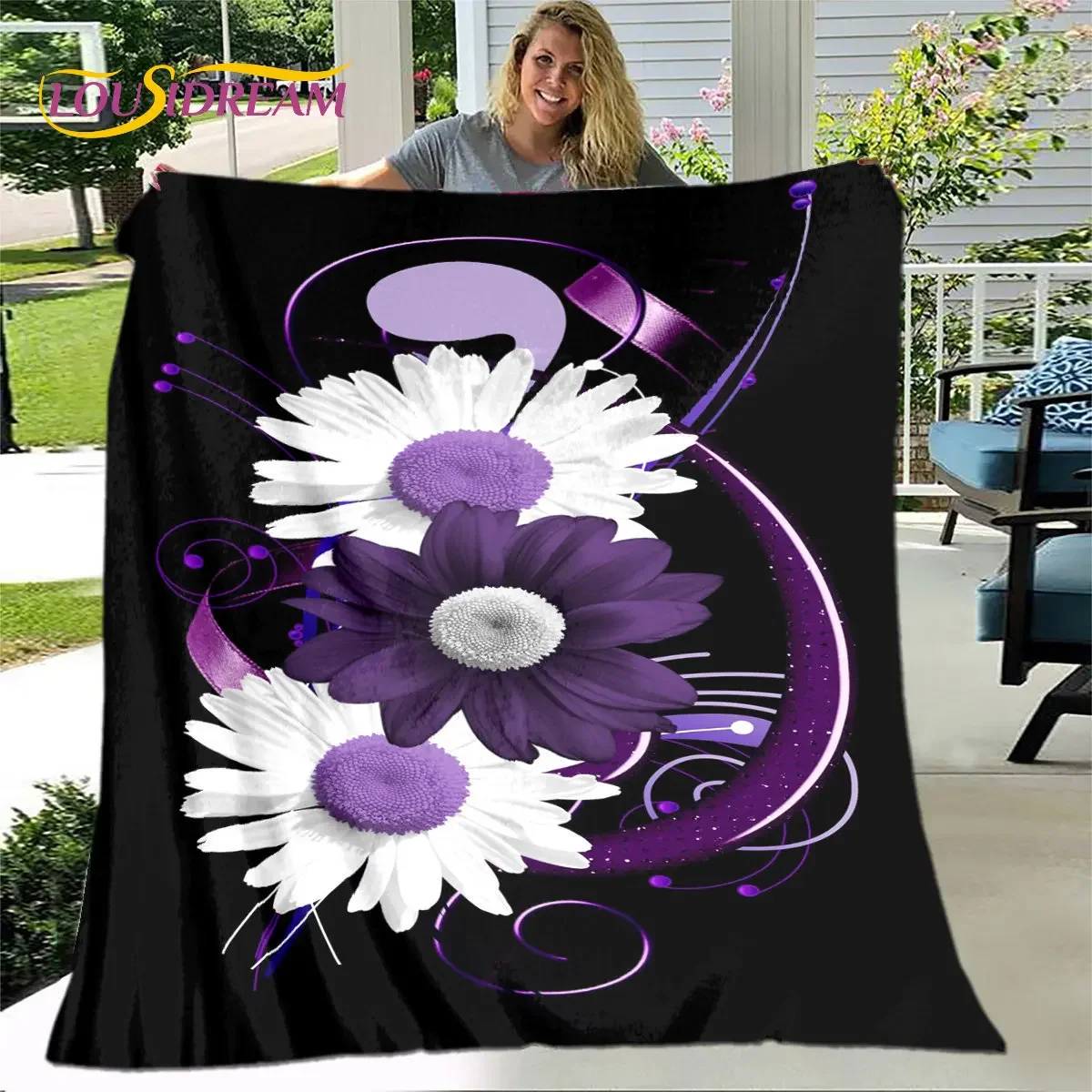 Nordic 3D Daisy Flower Blanket,Flannel Blanket Throw Blanket,Child Warm Blanket for Home Living Room Bedroom Beds Sofa Picnic