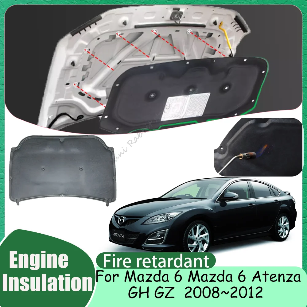 

For Mazda 6 Mazda 6 Atenza GH GZ 2008~2012 2009 Car Hood Thermal lining Engine Soundproof Cotton Insulation Mat Cover Accessorie