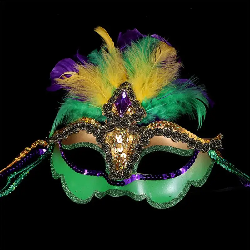 Masquerade Mask Women Peacock Mask Mardi Gras Mask Blue Green Metal Shiny Rhinestone Christmas Party Decoration Props