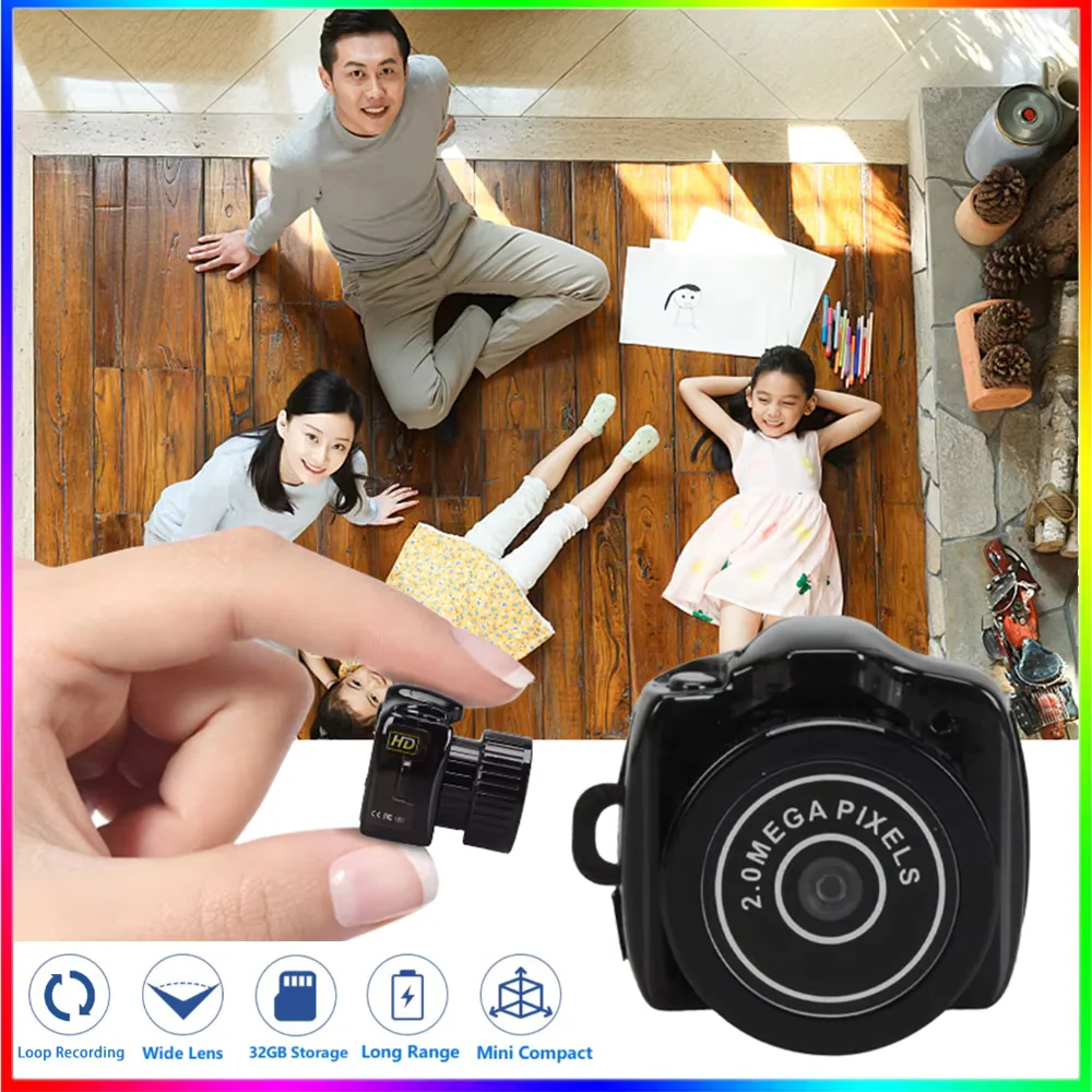 Y2000 Mini Camera Small Sport DV DVR Keychain Micro Video Camcorder Security HD Cam Video Audio Recorder Support up to 32GB