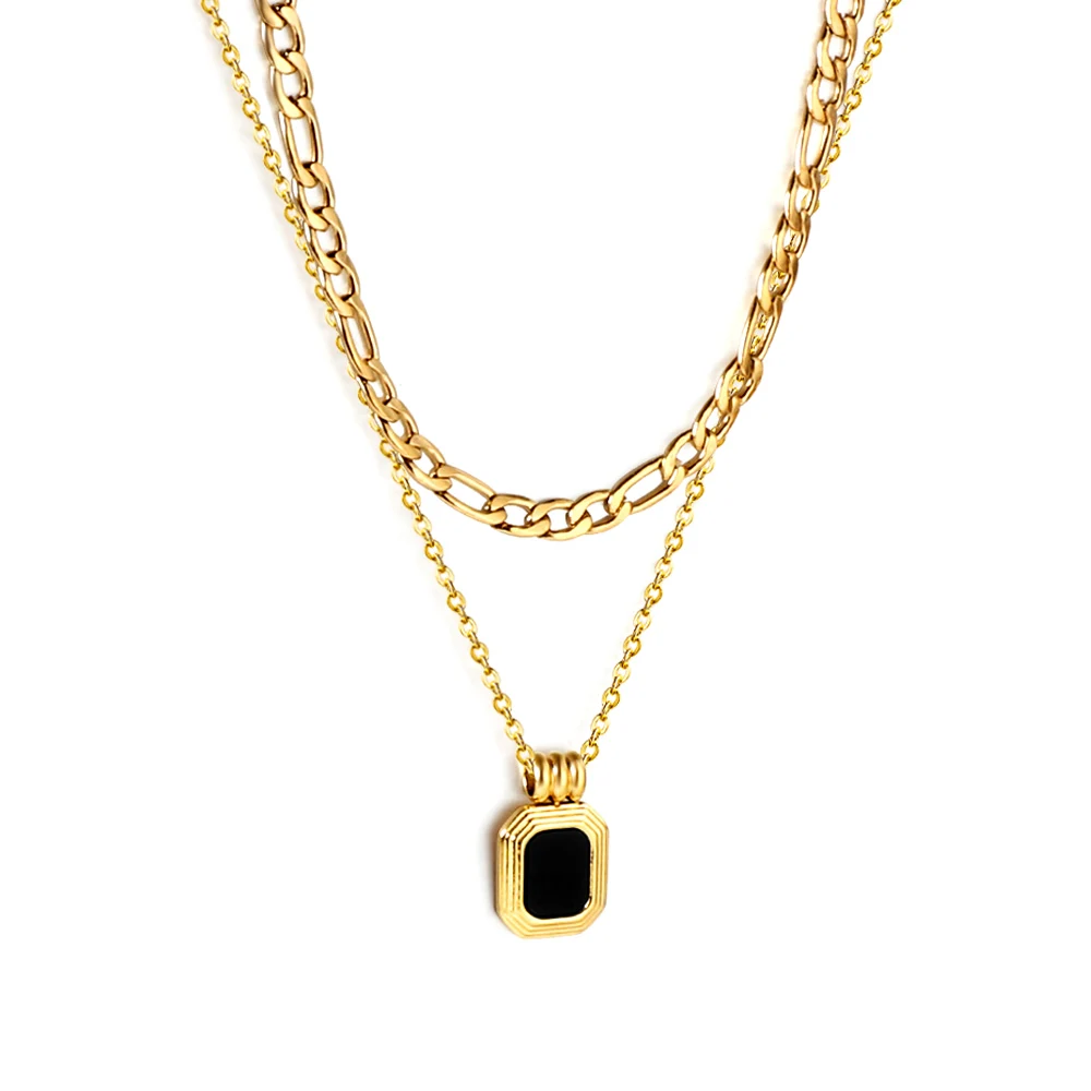 LUXUSTEEL Cubic Zirconia Pendant Necklace Stainless Steel Crystal Female Necklace Waterproof Imitaiton Pearl Men Chain Pendant
