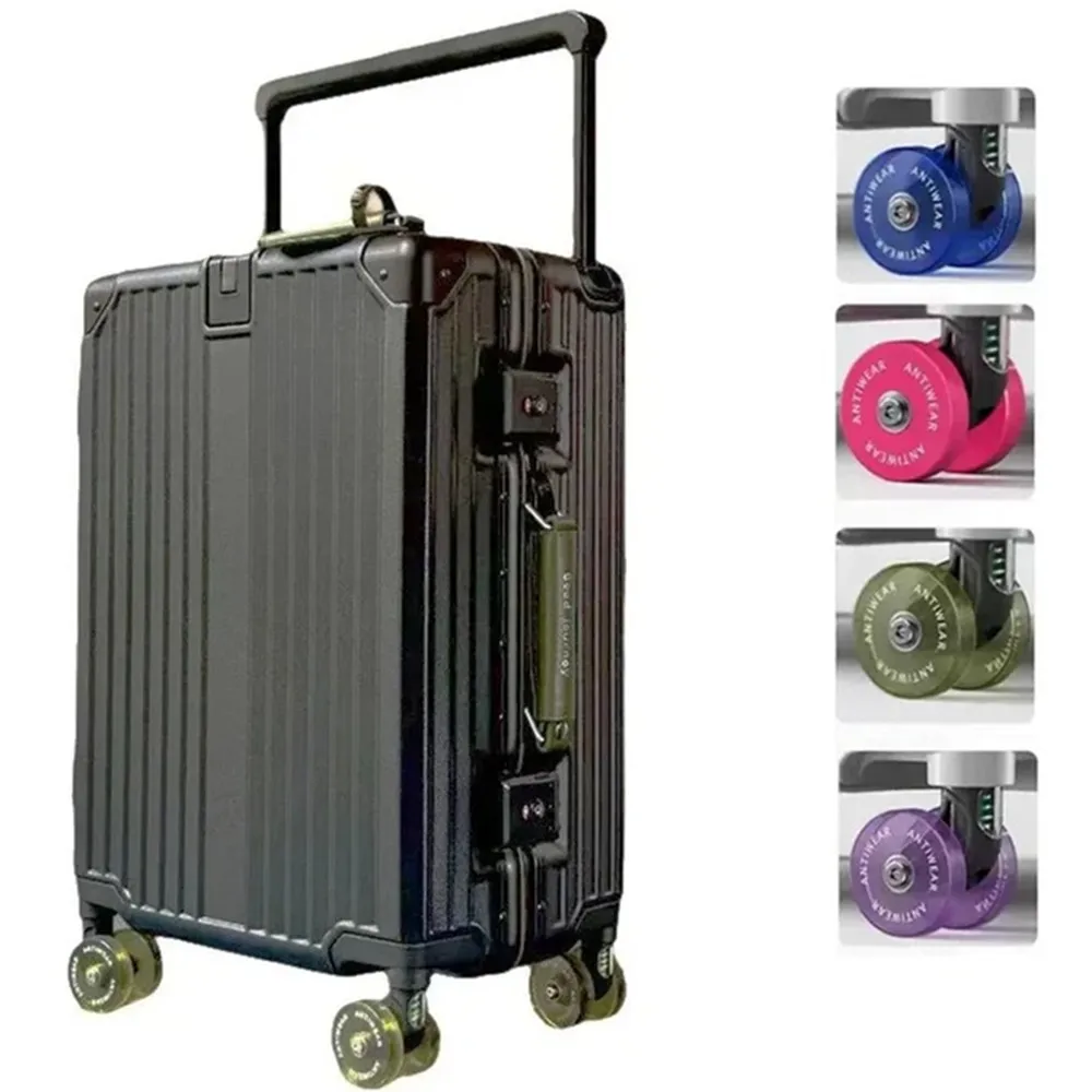 

Wide Handle Travel Suitcase Aluminum Frame Rolling Luggage with Colorful Silent Spinner Wheels Large Capacity Trolley Suitcase
