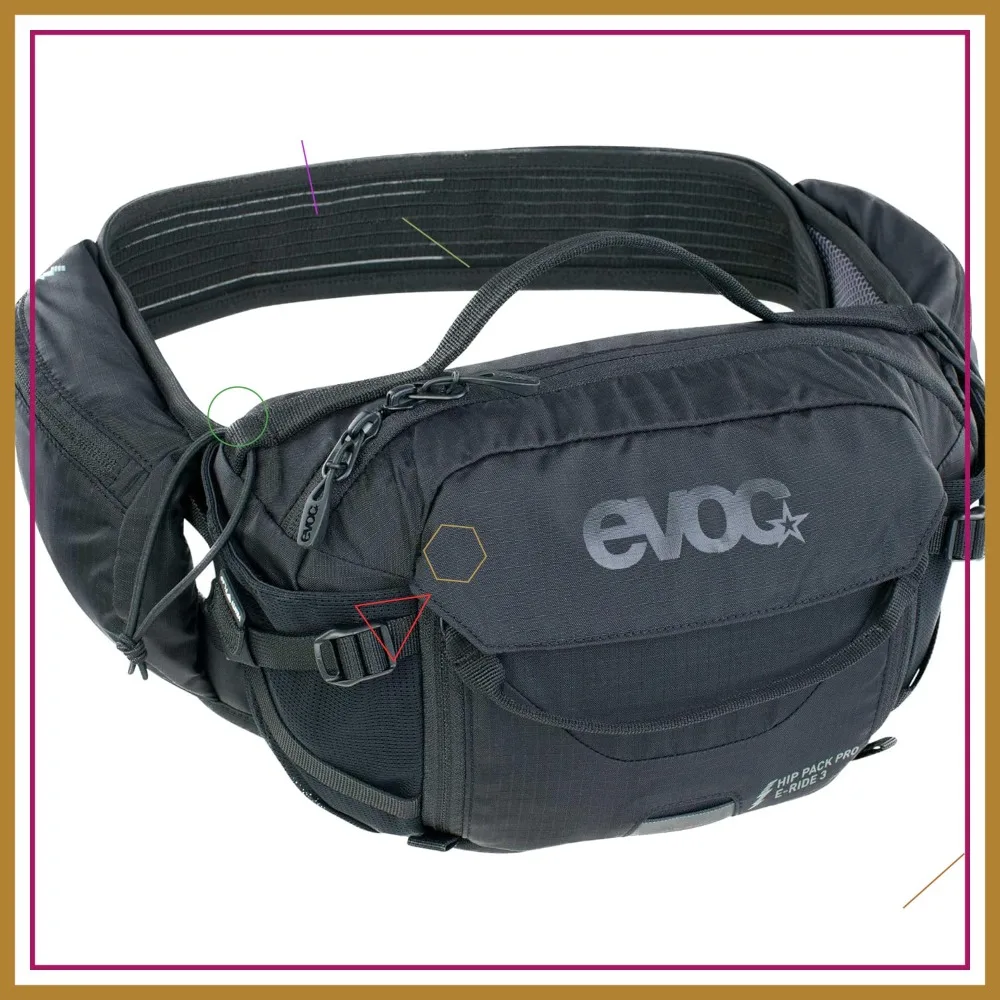 Hip Pack Pro E-Ride 3 Waist Bag for E-Bike Tours & Trails (3L, Airflow Contact, AIRO Flex Belt, Venti Flap, Bottle Holder)