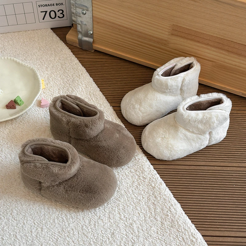 Baby Winter Furry Boots Boys Girls Warm Plush Snow Boots Soft Sole Non-slip Infant Kids Ankle Boots Size 21-30