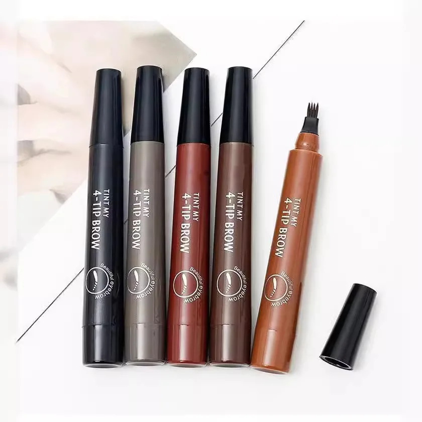 Makeup Micro-engraving Four-pronged Eyebrow Pencil, Liquid Water Non-smudging and Sweat-proof Four-pronged Thick Rod