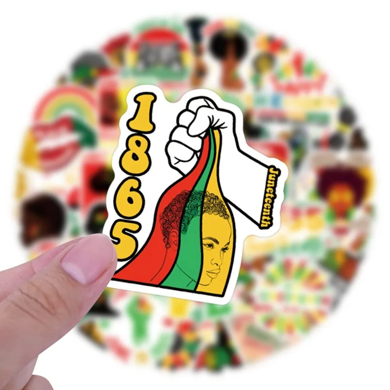 Autocollants décoratifs pour gribouillage créatif, personnalité de dessin animé Juneteenth, 110 pièces