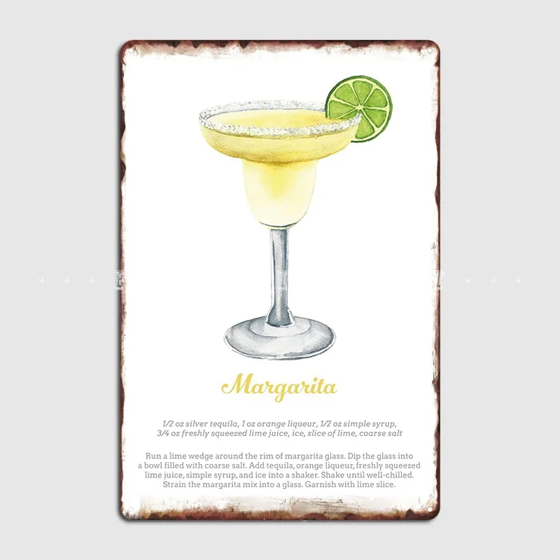 Margarita Recipe Metal Sign Cinema Living Room Cave Pub Design Wall Plaque Tin Sign Posters