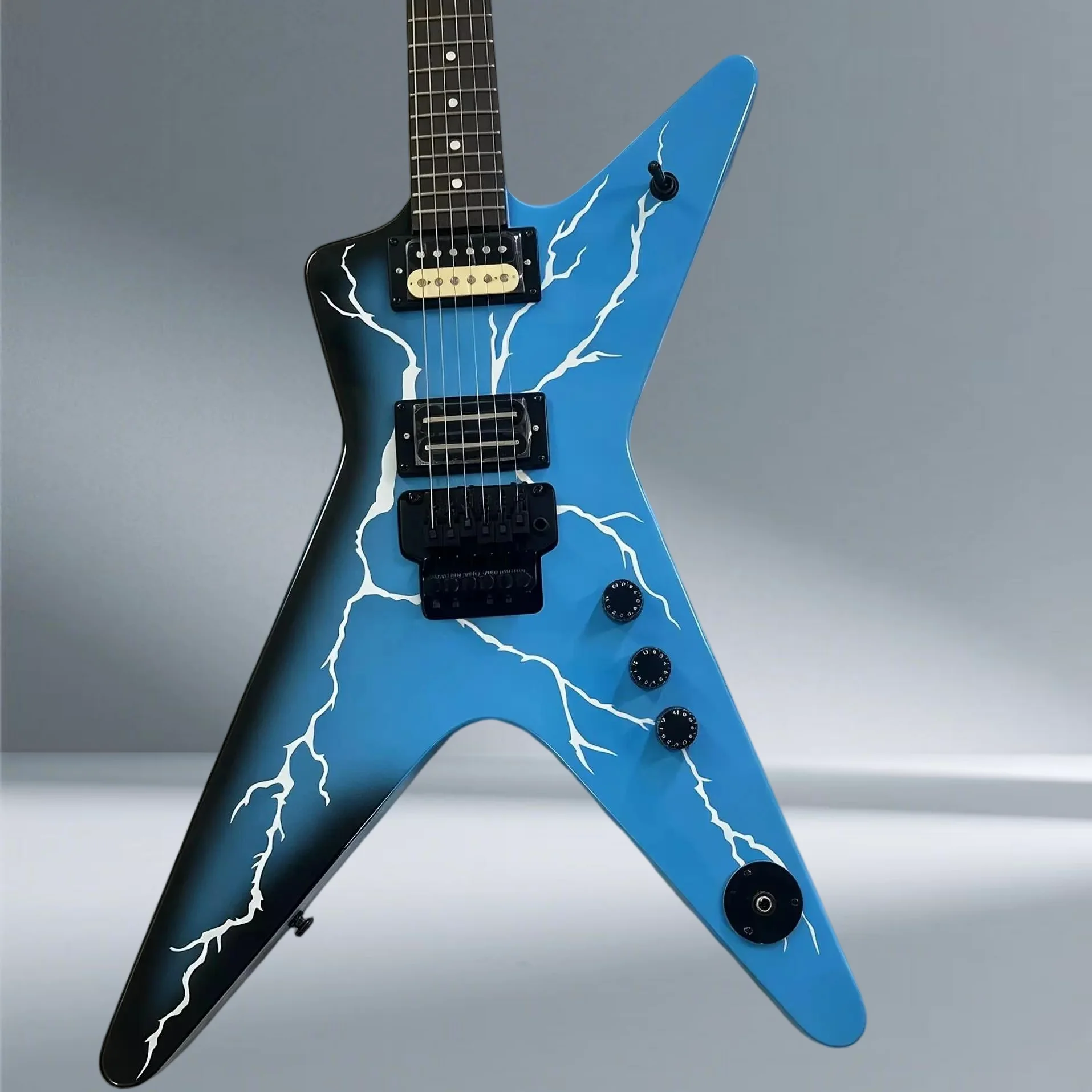 2026 Hot Selling Blue 6-string  guitar, with lightning graphic, made of  guitars, professional stage performance guitarra  Guita