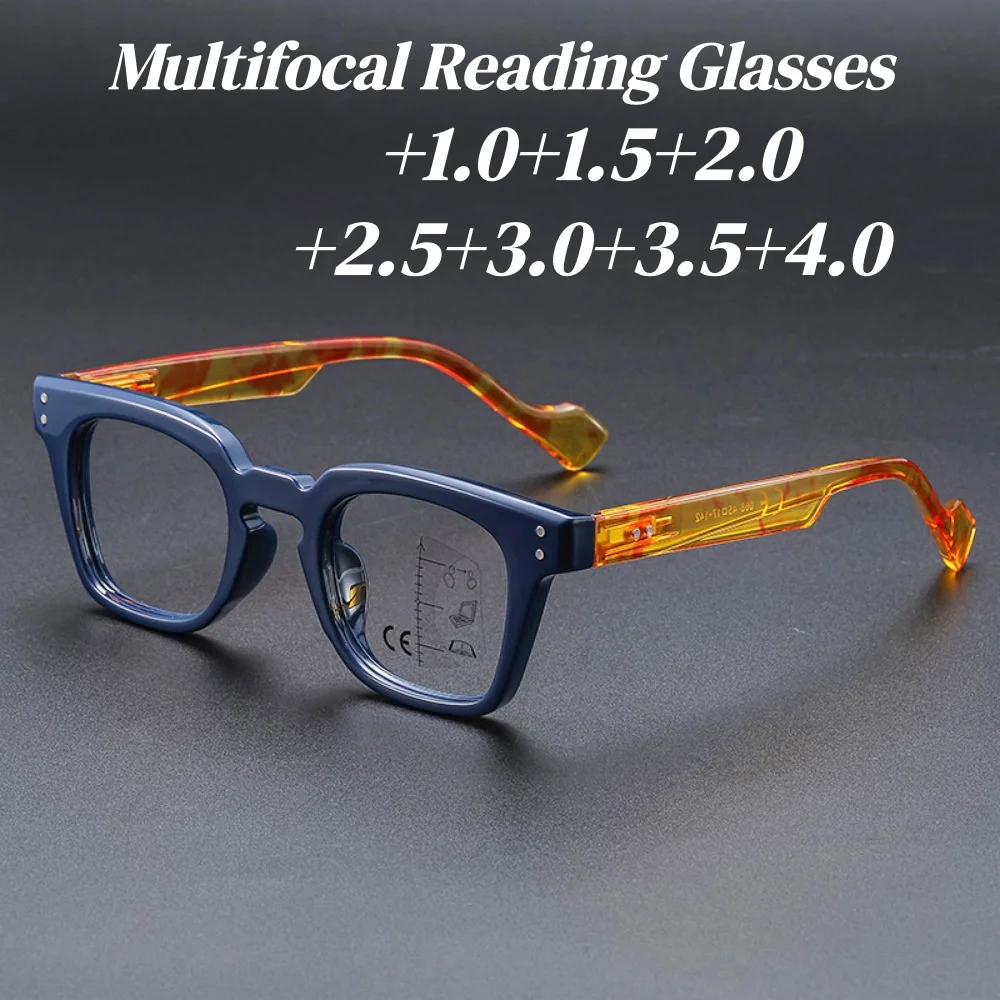 High Quality Multifocal Reading Glasses Women Men Anti Blue Light Presbyopia Glasses Multifocal Degree Glasses Near and Away+4.0