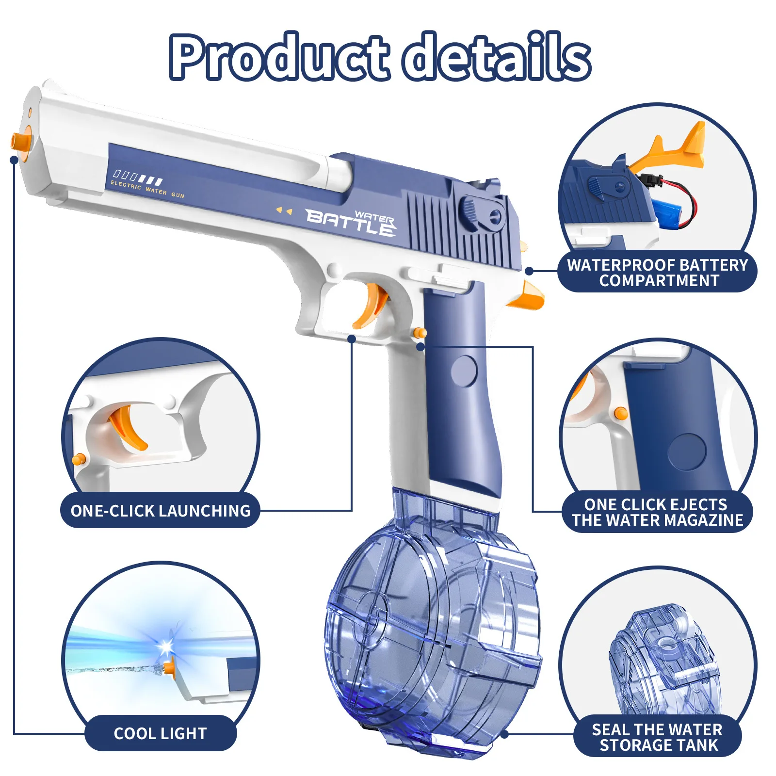 2025 New Water Gun Electric Pistol Shooting Toy Full Automatic Summer Beach Toy For Kids Children Boys Girls Adults