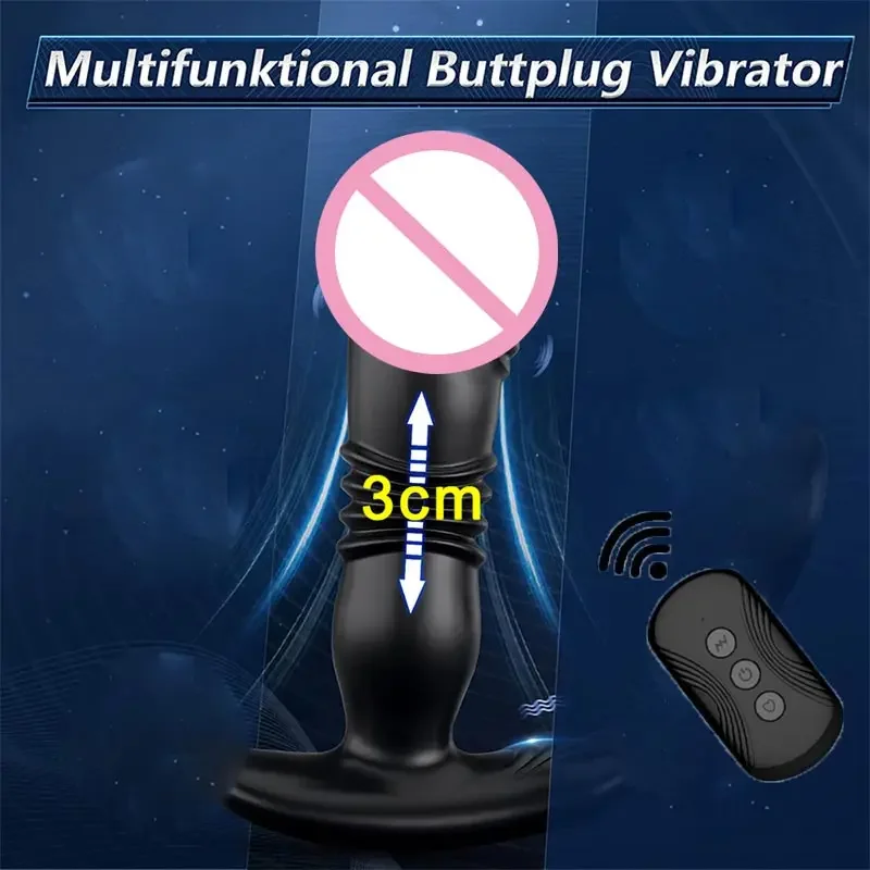 Hip Butt Plug With Vibration 2 In 1 Dilator Automatic Telescopic Chastity Cages Sex Toys For Men 4d Women Vibrator Sein