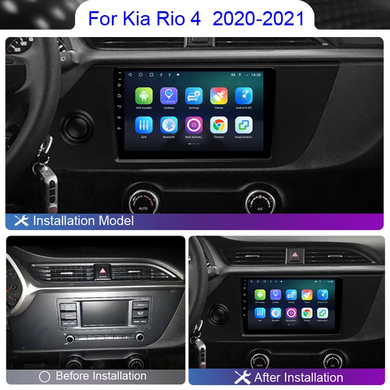 Roadwise 2 Din Android Car Radio Multimedia For Kia RIO 4 IV FB 2020 2021 Navigation Carplay 4G Wifi GPS DSP 2din DVD Autoradio