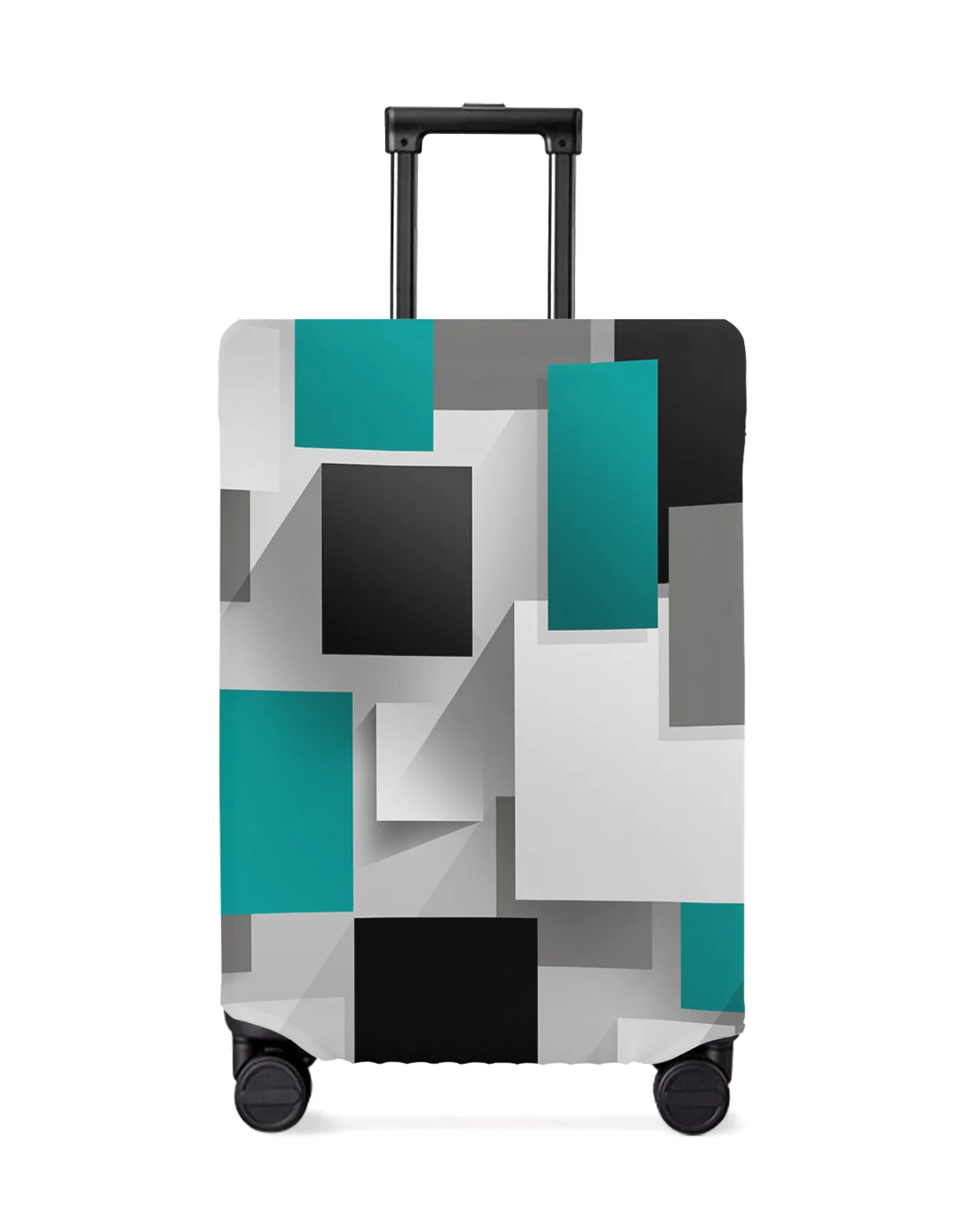 

Geometric Aqua Abstract Luggage Cover Stretch Suitcase Protector Baggage Dust Case Cover for 18-32 Inch Travel Suitcase Case