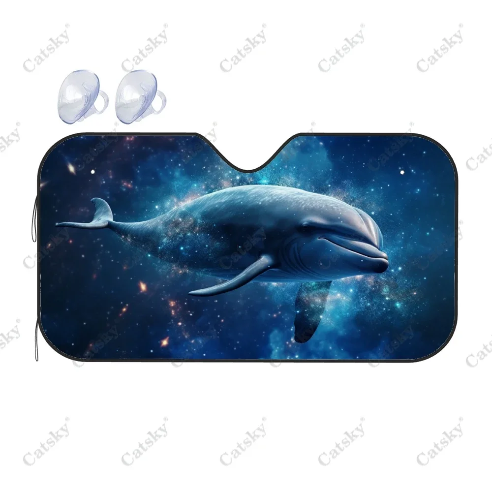 Space Swim Dolphins Car Windshield Sunshade, Front Auto Car Windshield Sun Shade Blocks Uv Rays Sun Visor Protector