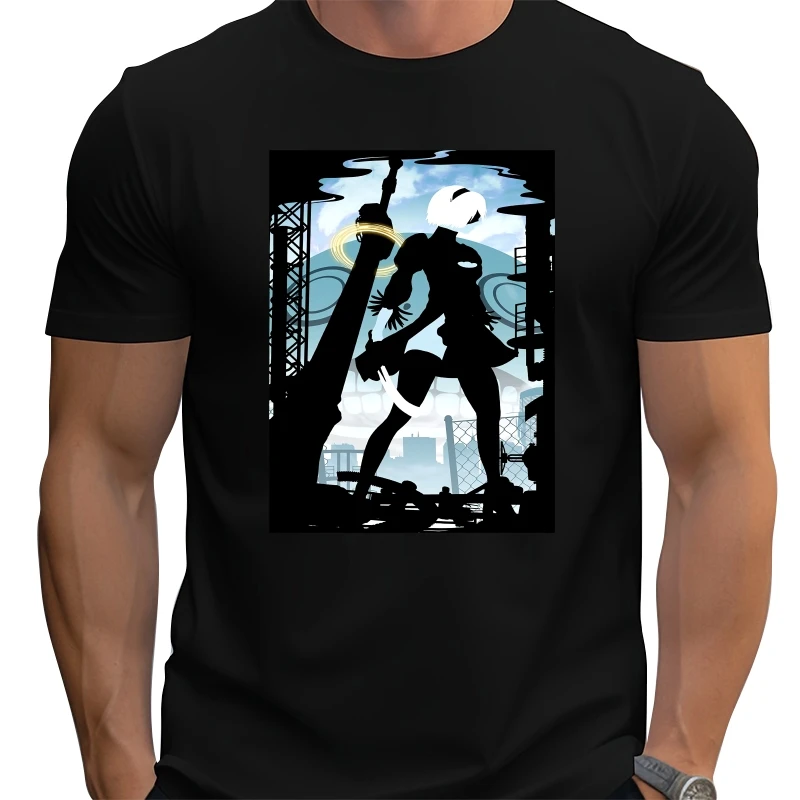 

Yorha Casual T Shirt Hot Sale NieR Automata T Shirt Cotton O Neck T-shirt Anime Men Tee Streetwear Harajuku