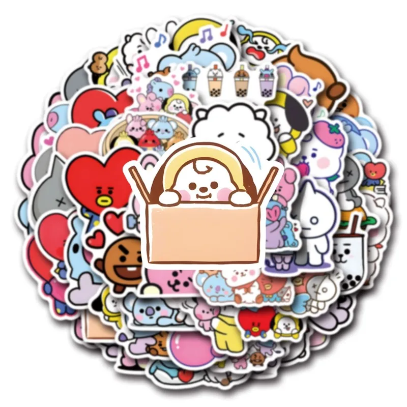 100/200PCS BT21 Chimmy Cooky koya RJ Shooky Mang Sticker High Color Value Cartoon Printing Creative Hand Ledger Decoration - view 3